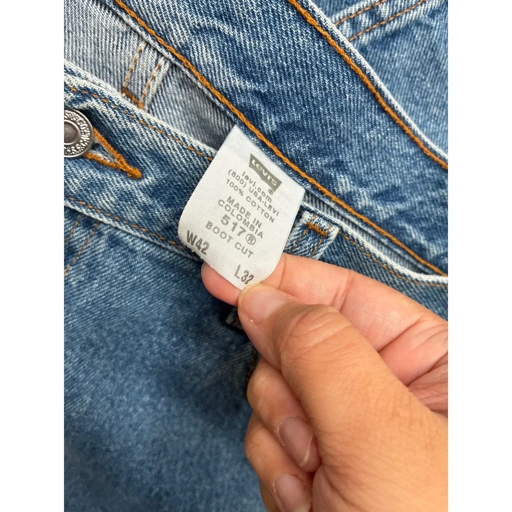 Levis 517 Bootcut Jeans Mens W42 L32 Blue Denim Medium Wash 100% Cotton 517-0217